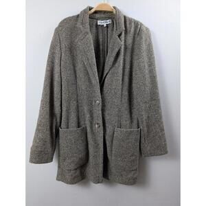 VTG Cerruti 1881 Boucle Two Button Wool Blazer Brown & Tan Jacket  Pockets Sz 8